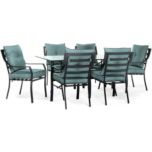 Hanover - Lavallette 7-Piece Outdoor Dining Set - Grey/Ocean Blue-Front_Standard 