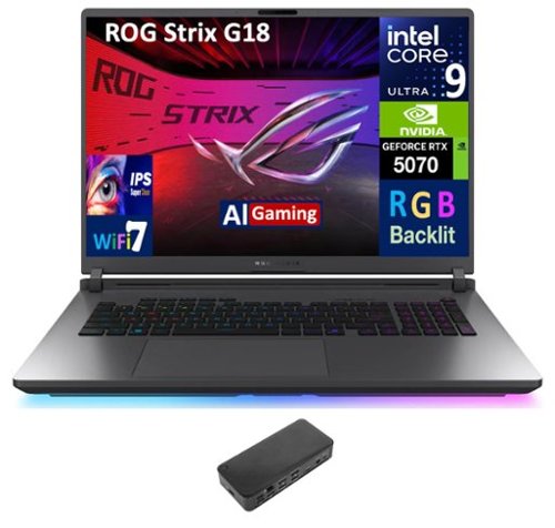 ASUS - ROG Strix G18 Laptop 18 WQXGA (Intel Ultra 9- 275HX, 64GB DDR5, 4TB PCIe SSD, Win 11 Pro) - Eclipse Gray-Front_Standard 