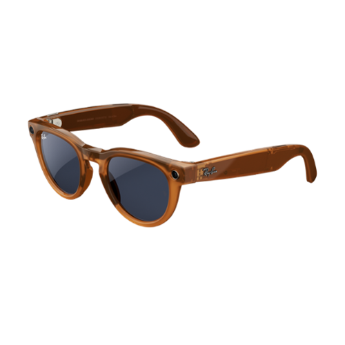 Ray-Ban Meta - Meta Headliner Smart Glasses with Meta Ai, Audio, Photo, Video Compatibility - Clear to Blue Transition Lenses - Shiny Caramel