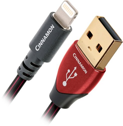 AudioQuest - Cinnamon 2.5' Lightning-to-USB Charge-and-Sync Cable - Black/Red