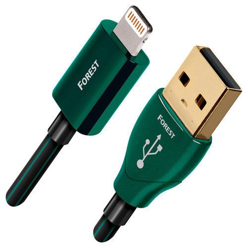AudioQuest - Forest 2.5' Lightning-to-USB Charge-and-Sync Cable - Black/Green