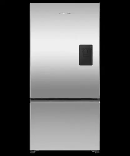 Front. Fisher & Paykel - 18.2 Cu. Ft. Bottom Mount Freezer Freestanding Refrigerator with Ice & Water - Stainless Steel.