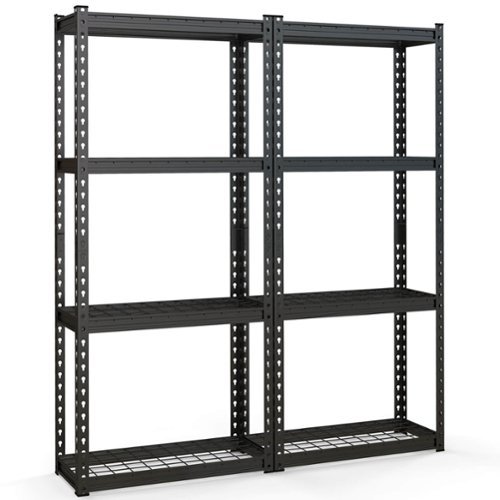 Costway - 2 PCS 4-Tier Metal Shelving Unit Heavy Duty Wire Storage Rack with Anti-slip Foot Pads - Black-Front_Standard 