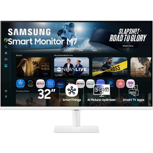 32" M70F 4K UHD Smart Monitor with Samsung Vision AI, Built In Speakers, USB-C - White-Front_Standard 