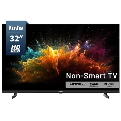 TuTu 32" HD ready Non-Smart TV HDMI x2 USB 8" Dolby Audio