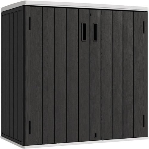 Decksplore - Outdoor Vertical Storage Shed Outdoor Storage Cabinet Waterproof,Resin Sheds Outdoor Storage Clearance for Garden,Patio - Black-Front_Standard 