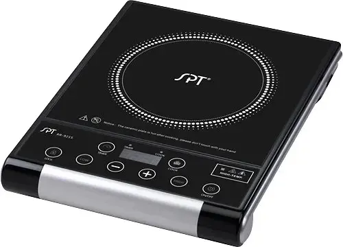 Front. SPT - 12-1/4" Portable Electric Cooktop - Black.