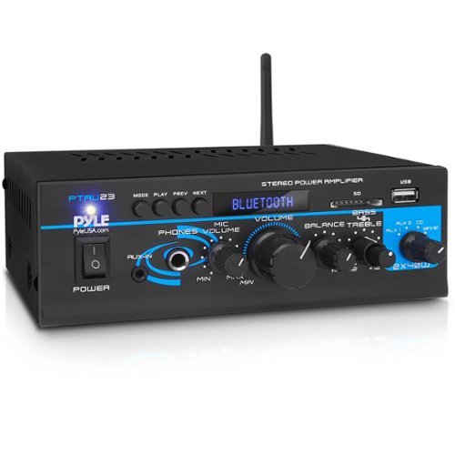 Pyle - Mini Stereo Power Amplifier - Black-Front_Standard 