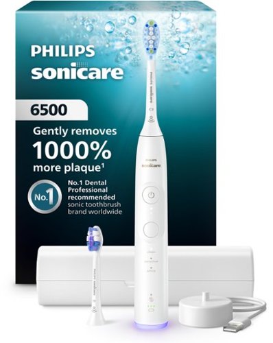 Philips Sonicare - 6500 Electric Toothbrush - Next-Generation Sonicare Technology, 9 Brush Settings, Travel Case - White-Front_Standard 