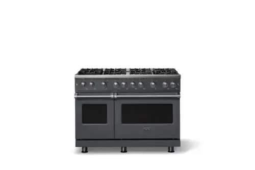 Front. Viking - Pro 5 Series 6.1 Cu. Ft. Freestanding Sealed 8 Burner Liquid Propane Gas Convection Range - Cast Black - Cast Black.