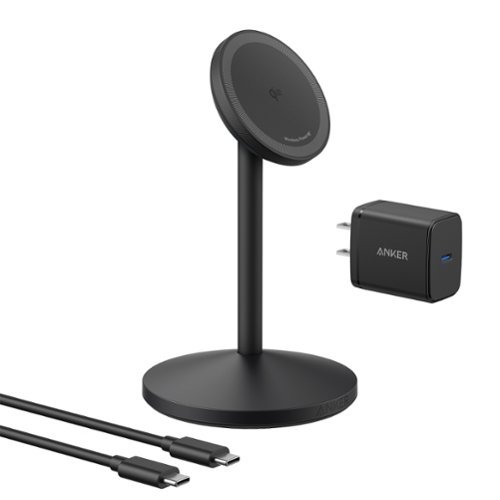 Anker - MagGo Wireless Charger (Stand) with Charger and USB-C Cable - Black-Front_Standard 