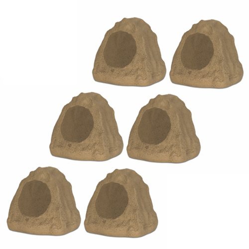 Theater Solutions by Goldwood - 6R6S Outdoor 6.5" Rock 6 Piece Speaker Set for Deck Pool Spa Yard Garden - Sandstone-Front_Standard 