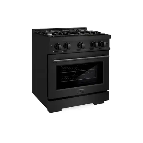 Front. ZLINE - ZLINE 30 in. 4.2 cu. ft. Freestanding Select Gas Range w/ 4 Burners & Convection Oven in Black Stainless (HGRB-30) - Black Stainless Steel.