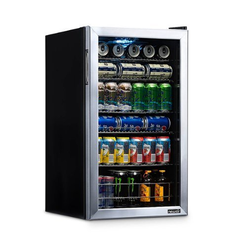 NewAir - 126-Can Beverage Cooler with Adjustable Shelves and 7 Temperature Settings for Kitchen, Game Room, and Home Office - Stainless Steel