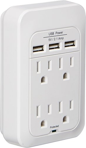  Dynex™ - 4-Outlet 3-USB-Port Power Hub with Surge Protection - Multi