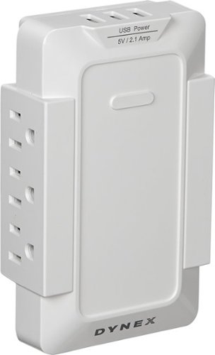  Dynex™ - 6-Outlet, 3-USB-Port Power Hub - White