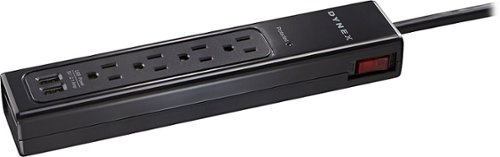  Dynex™ - 4-Outlet/2-USB Surge Protector Strip - Black