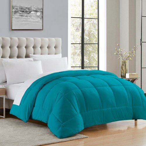 Sweet Home Collection - Down Alternative Reversible All Season Solid Comforter, Twin - Teal-Front_Standard 