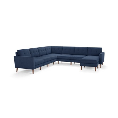 Burrow - Mid-Century Nomad 7-Seat Corner Sectional with Chaise - Navy Blue