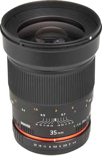  Bower - 35mm f/1.4 Ultra-Fast Wide-Angle Lens for Most Nikon DSLR Cameras - Black
