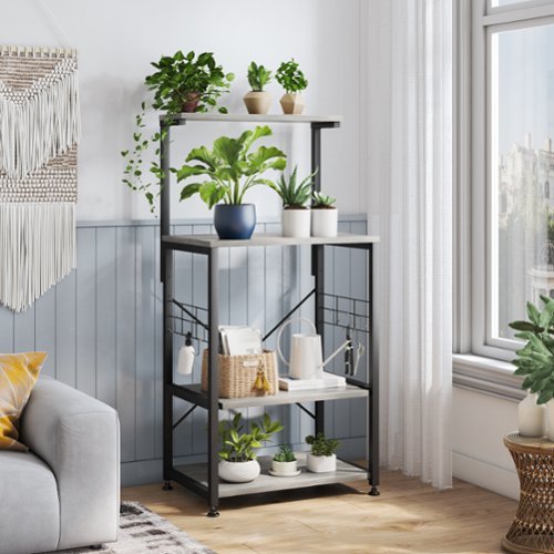 Bestier - Kitchen Baker's Rack with Storage Shelves and USB Outlets - Wash White