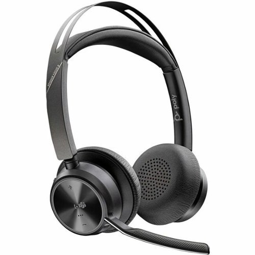 HP - Poly Voyager Focus 2 Headset - Microsoft Teams Certification - Google Assistant, Siri - Stereo - USB Type C - Black-Front_Standard 