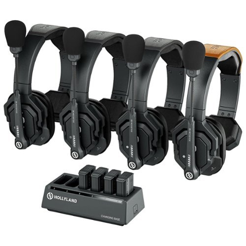 HOLLYLAND - Solidcom SE Global 4S 4-Person Full-Duplex Single-Ear Noise Canceling Headset Intercom System (2.4 GHz) - Black-Front_Standard 