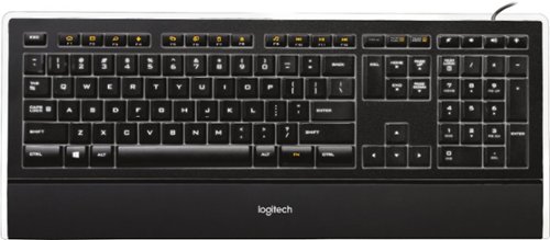  Logitech - K740 Full-size Wired Scissor Illuminated Keyboard - Black