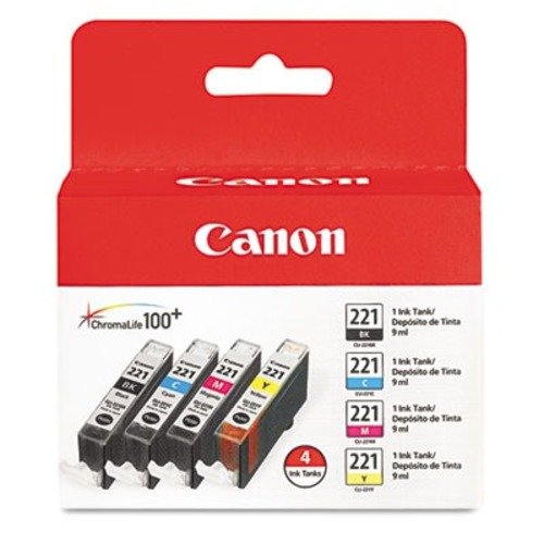  Canon - CLI 221 Four Color Pack Standard Capacity Ink Cartridge - Black/Cyan/Magenta/Yellow