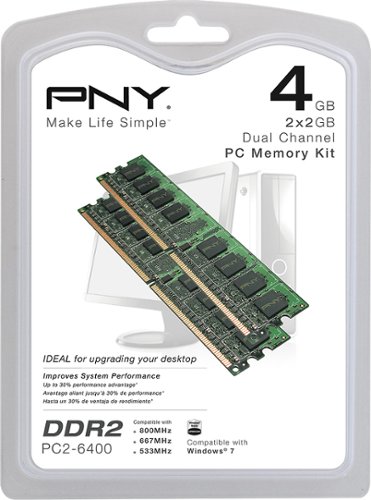  PNY - Optima 2-Pack 2GB PC2-6400 DDR2 DIMM Memory Kit - Multi