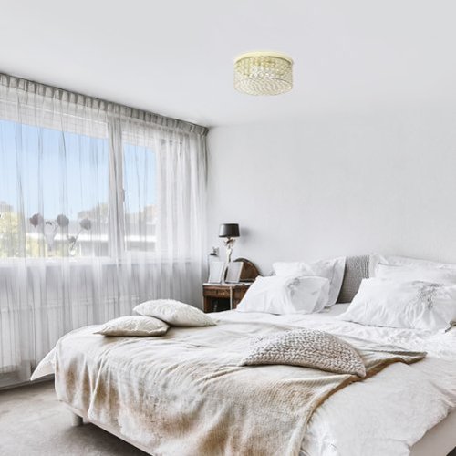 Lalia Home Glam 2 Light 12 Inch Round Flush Mount - Gold GLOBAL SHIPPING