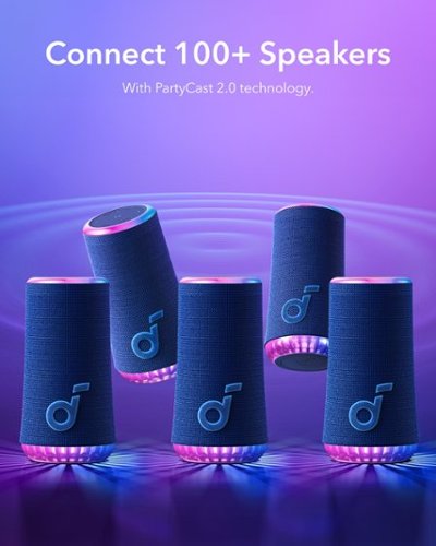Soundcore by Anker Glow IP67 Waterproof Dustproof Portable Bluetooth Speaker with 360-Degree Sound and Synchonized Radiant Light - Blue SHOP ONLINE