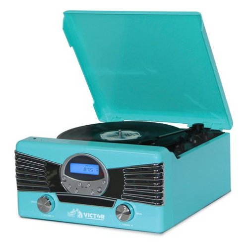 Victor Audio - Victor Diner 7-in-1 Turntable Music Center - Turquoise-Front_Standard 