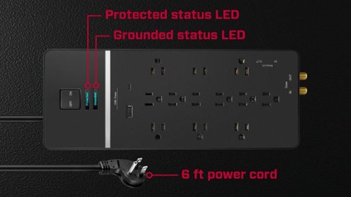 Rocketfish™ 12-Outlet Strip/1-USB-C/1-USB 4,680 Joules Surge Protector - Black BUY IN DUBAI