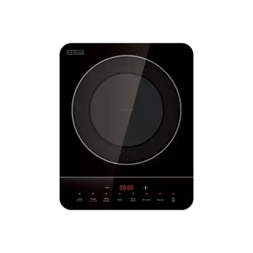 Midea induction cooker with a timer and lock function. The display shows that it is currently set to 88 degrees Celsius.