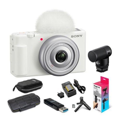 Sony ZV 1F Vlog Camera (White) with Shotgun Microphone and