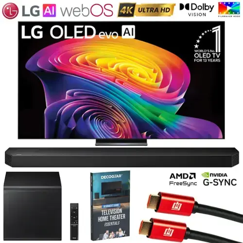 LG AI webOS 4K ULTRA HD LG OLED evo AI

Dolby VISION FILMMAKER MODE

WORLD'S No. 1 OLED TV FOR 13 YEARS

DECOGEAR

AMD FreeSync NVIDIA G-SYNC

BEGINNER'S GUIDE TO TELEVISION HOME THEATER ESSENTIALS
