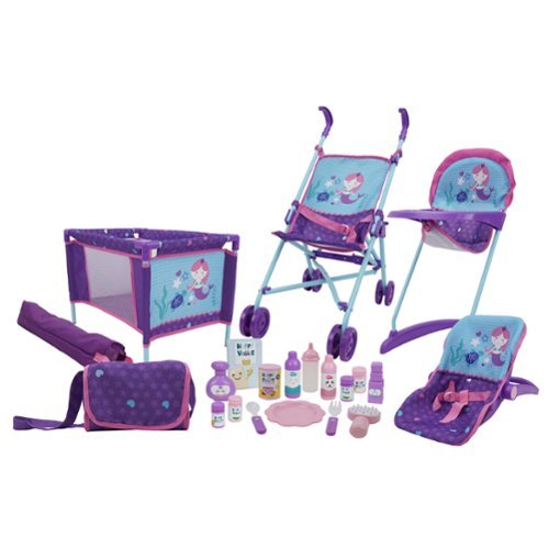 509 Crew - 509: Mermaid Doll Stroll n Play & Care Set, 21 Pieces