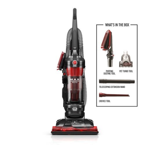 Hoover - UH72625V WindTunnel 3 Max Performance Upright Vacuum – Bagless, HEPA Media Filter, Pet Tools, Red - Black-Front_Standard 