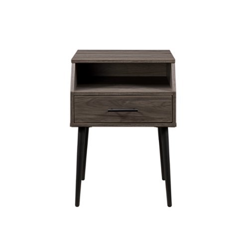 Walker Edison - Contemporary 1-Drawer Side Table - Slate Grey/Black-Front_Standard 