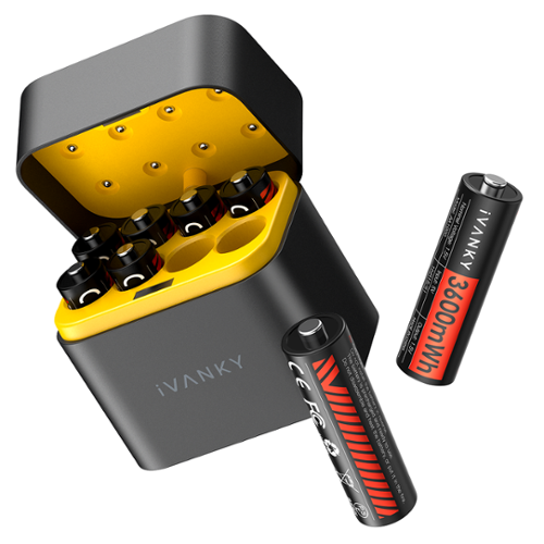 iVANKY - Portable Charging Case with 8-Pack AA Rechargeable Lithium-Ion Batteries-Front_Standard 