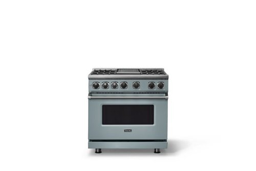 Viking - 36 in. Wide 4 Burner Dual Fuel Sealed Burner Range with Griddle - November Sky-Front_Standard 