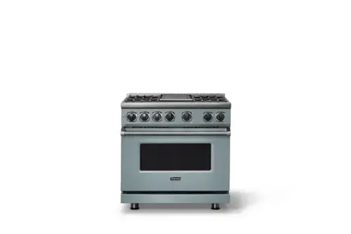 Front. Viking - 36"W. 5.6 Cu. Ft. 7S Self-Clean Dual Fuel Range-November Sky - November Sky.