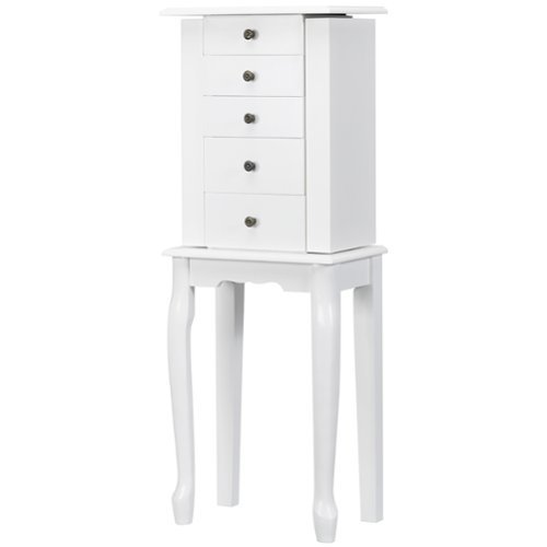 Costway Jewelry Cabinet Storage Chest Standing Organizer Mirror - White