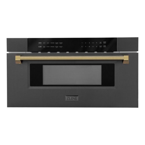 ZLINE - Autograph 30 in. 1.2 cu. ft. Built-in Microwave Drawer and Polished Gold Helix Handle - Black Stainless Steel