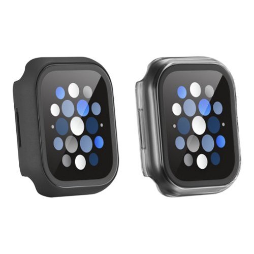 Insignia™ - Bumper with Glass Screen Protector for Apple Watch 40/41mm - Black and Clear - image 2
