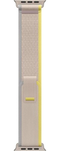 Apple - Watch Band - Trail Loop (49mm) - /Beige with Rugged Titanium Finish - S/M - Yellow-Front_Standard 