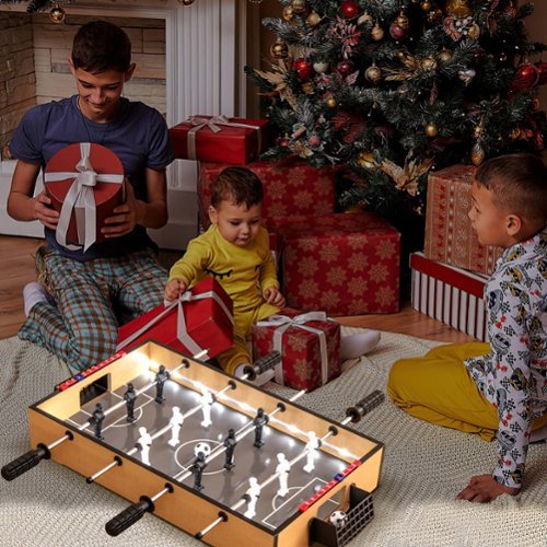 Costway Game Room Size Football Table with Non-slip Handle 2 Footballs Realistic Players - Natural WORLDWIDE DELIVERY