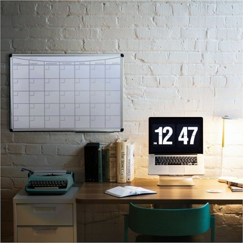 Floortex - Viztex Lacquered Steel Magnetic Monthly Planner Dry Erase Board with an Aluminium Frame 36'' x 24'' - White