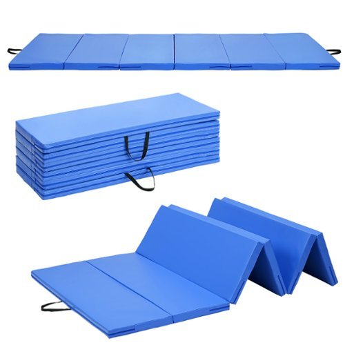 Ainfox - Gymnastics Mat for Home Aerobics Workout Foldable Tumbling Mat - Blue-Front_Standard 